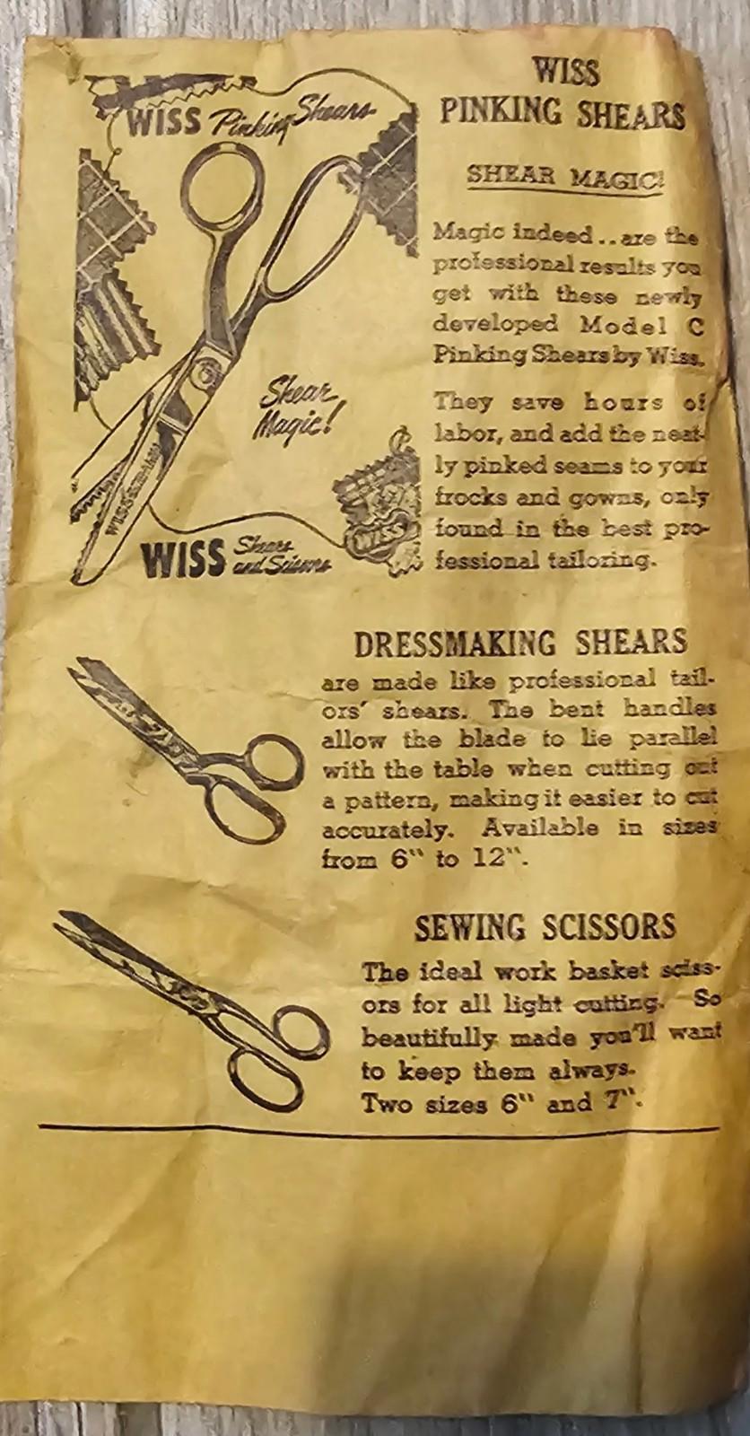 Vintage Wiss Model C Pinking Shears with Original Leather Case & Paperwork