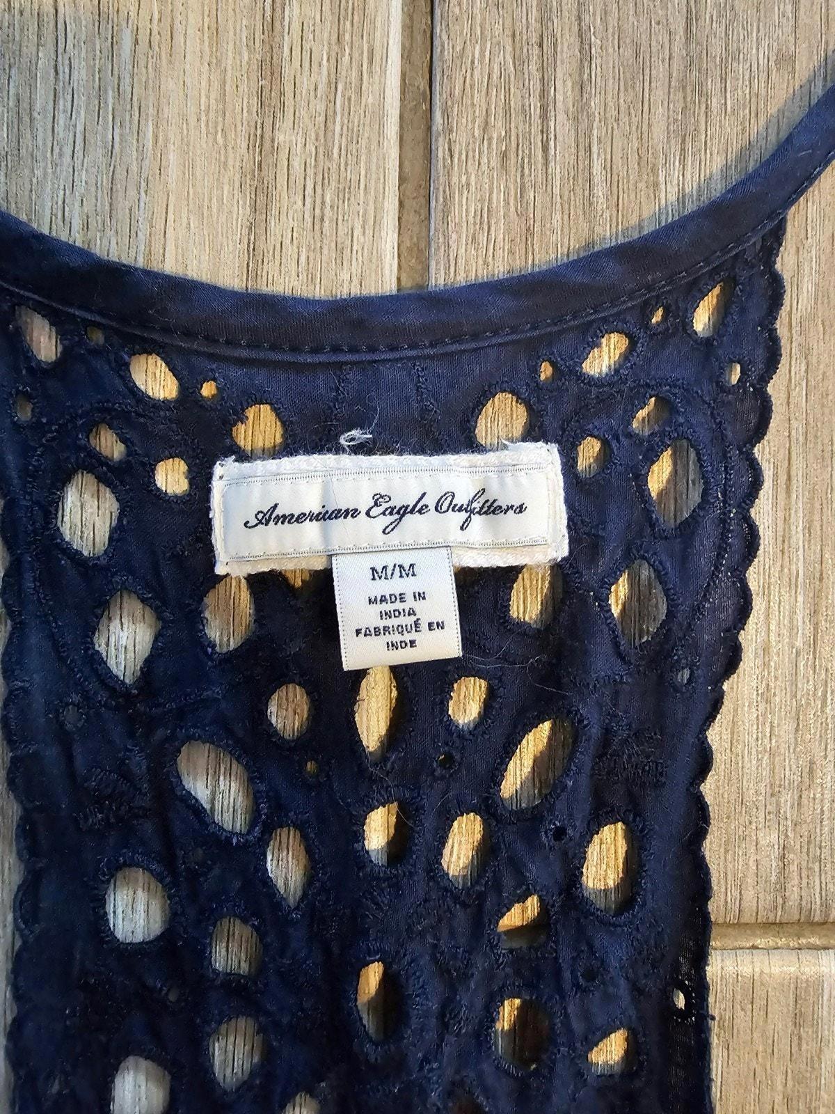 American Eagle Navy Crochet Racerback Sundress Womens M