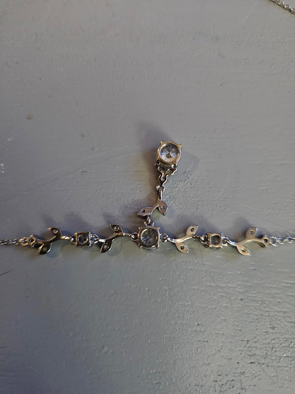 Silver Rhinestone Drop Necklace Broken Clasp Fixer Upper Sparkle Project