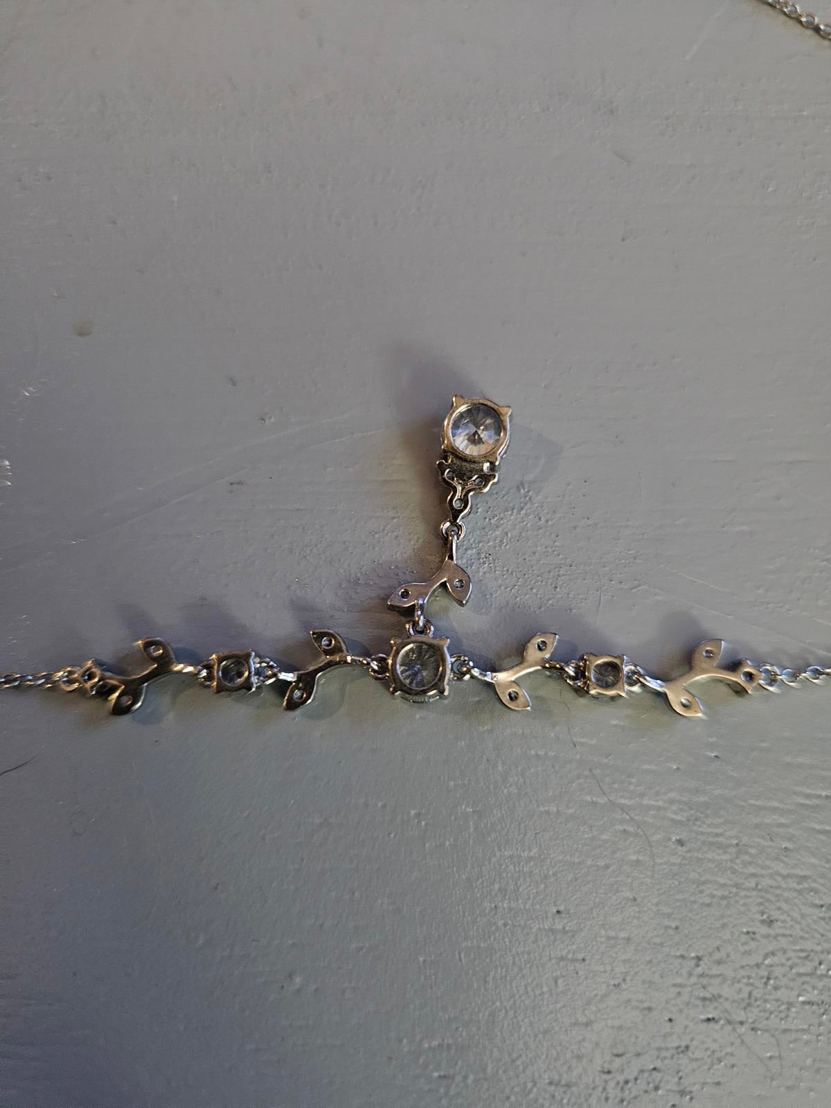 Silver Rhinestone Drop Necklace Broken Clasp Fixer Upper Sparkle Project