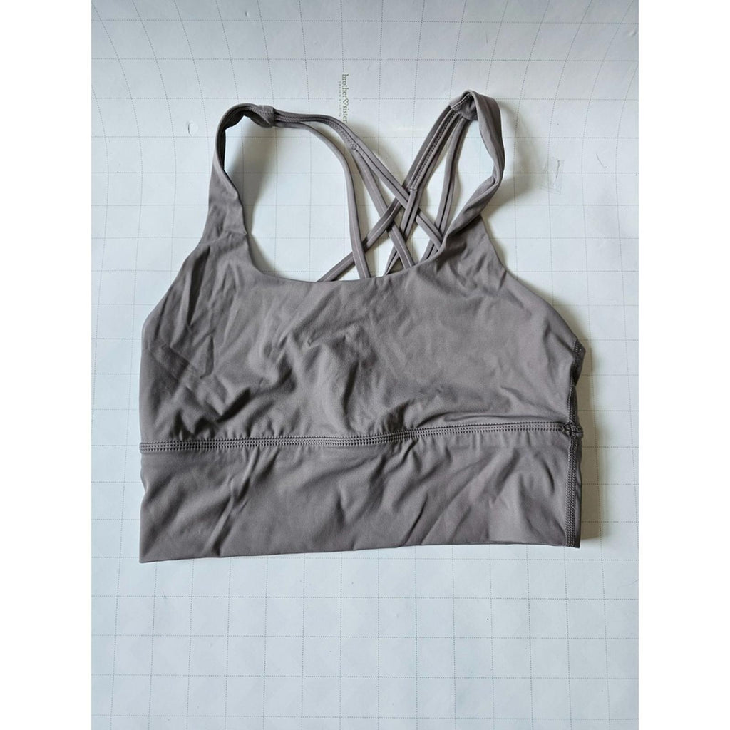 Lululemon Free To Be Serene Sports Bra M 8–10 Taupe Gray Strappy Back