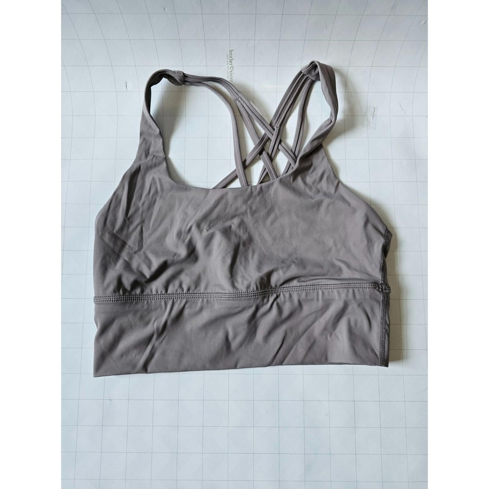 Lululemon Free To Be Serene Sports Bra M 8–10 Taupe Gray Strappy Back