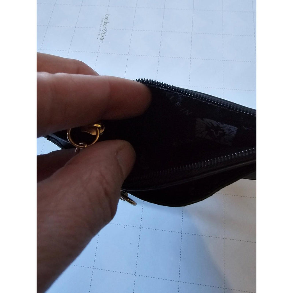 Sleek Black Anne Klein Card Holder Wallet with Gold Chain