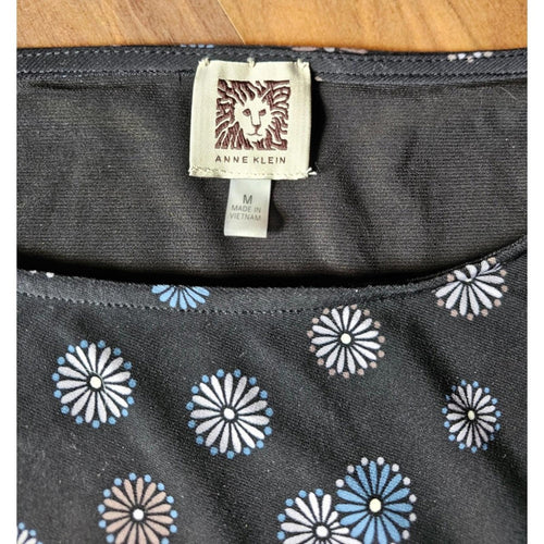Anne Klein Black Floral Sleeveless Blouse Womens Medium