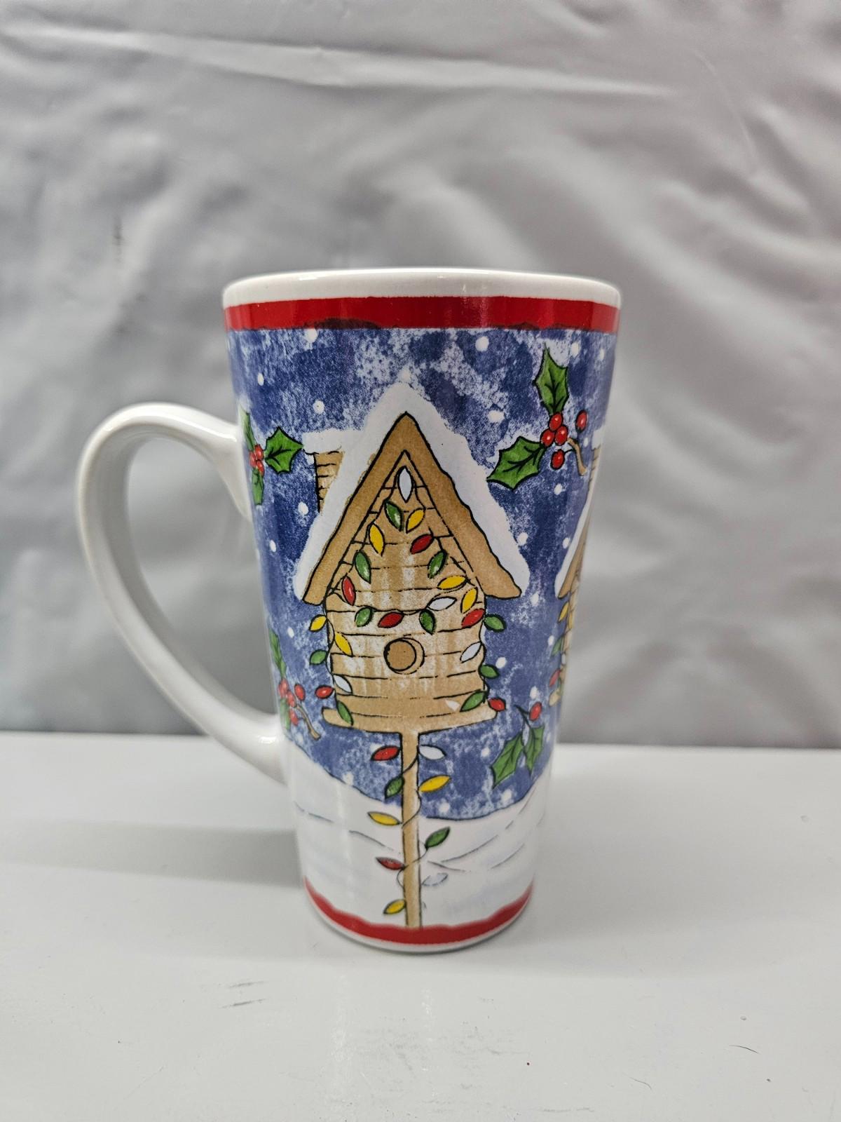 Cozy Winter Birdhouse Mug Stoneware Christmas Coffee Cup