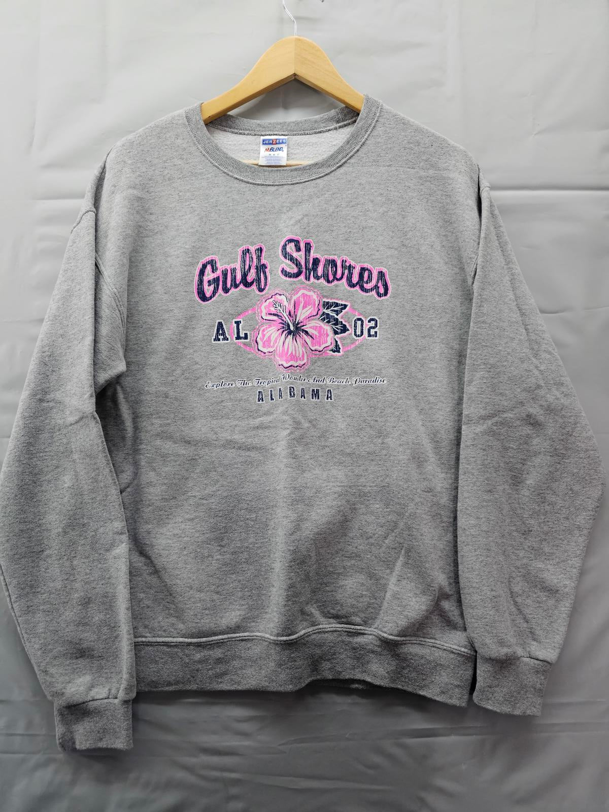 Gulf Shores Alabama Gray Crewneck Sweatshirt Jerzees NuBlend Unisex Medium