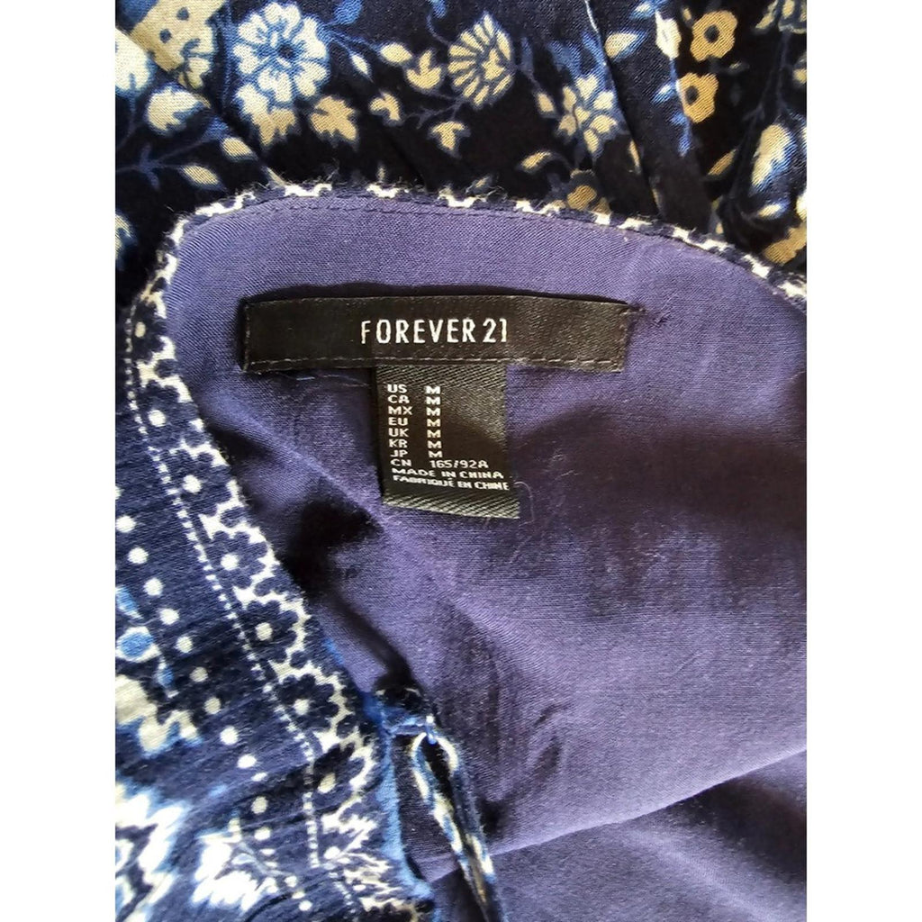 Forever 21 Blue Boho Floral Sundress Women's M Spaghetti Strap