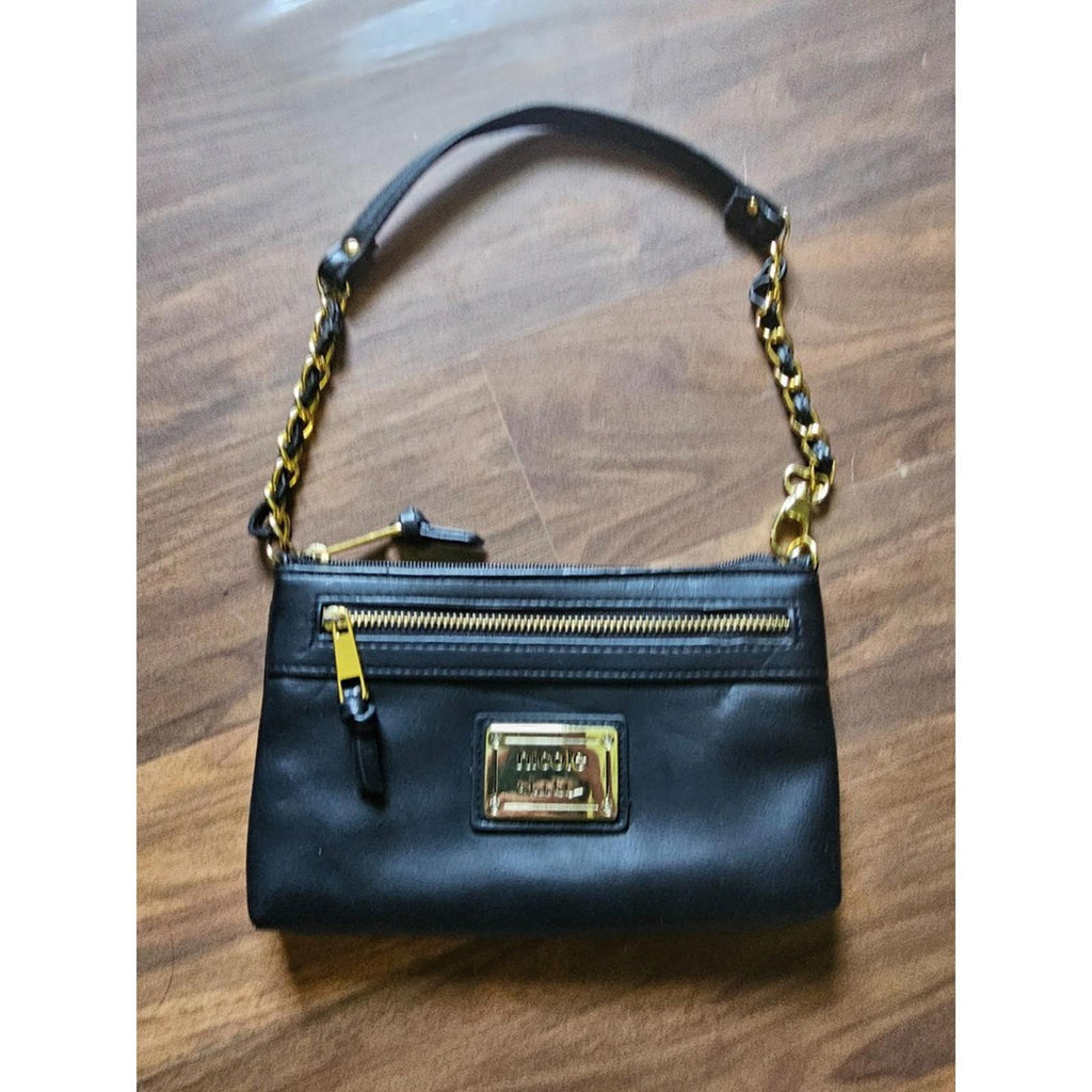 Chic Black Nicole by Nicole Miller Shoulder Bag with Gold Chain Strap