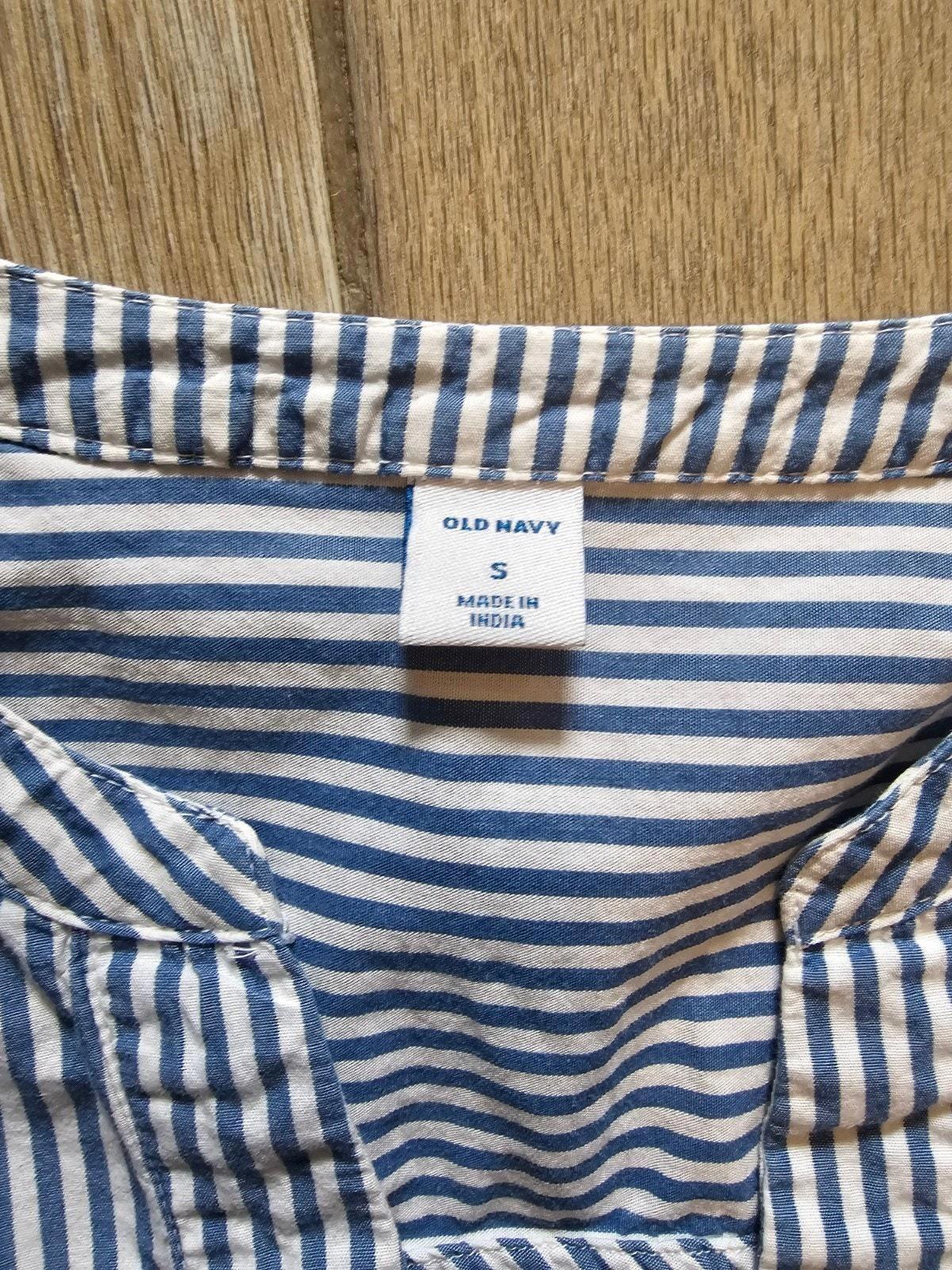 Old Navy Women's Blue White Stripe Shirred Tunic Shirt XS