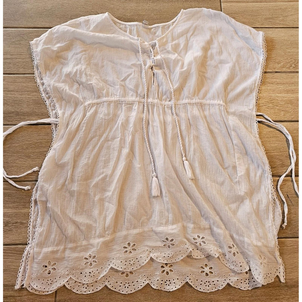 Old Navy White Eyelet Boho Tunic Swim Cover Up Size S