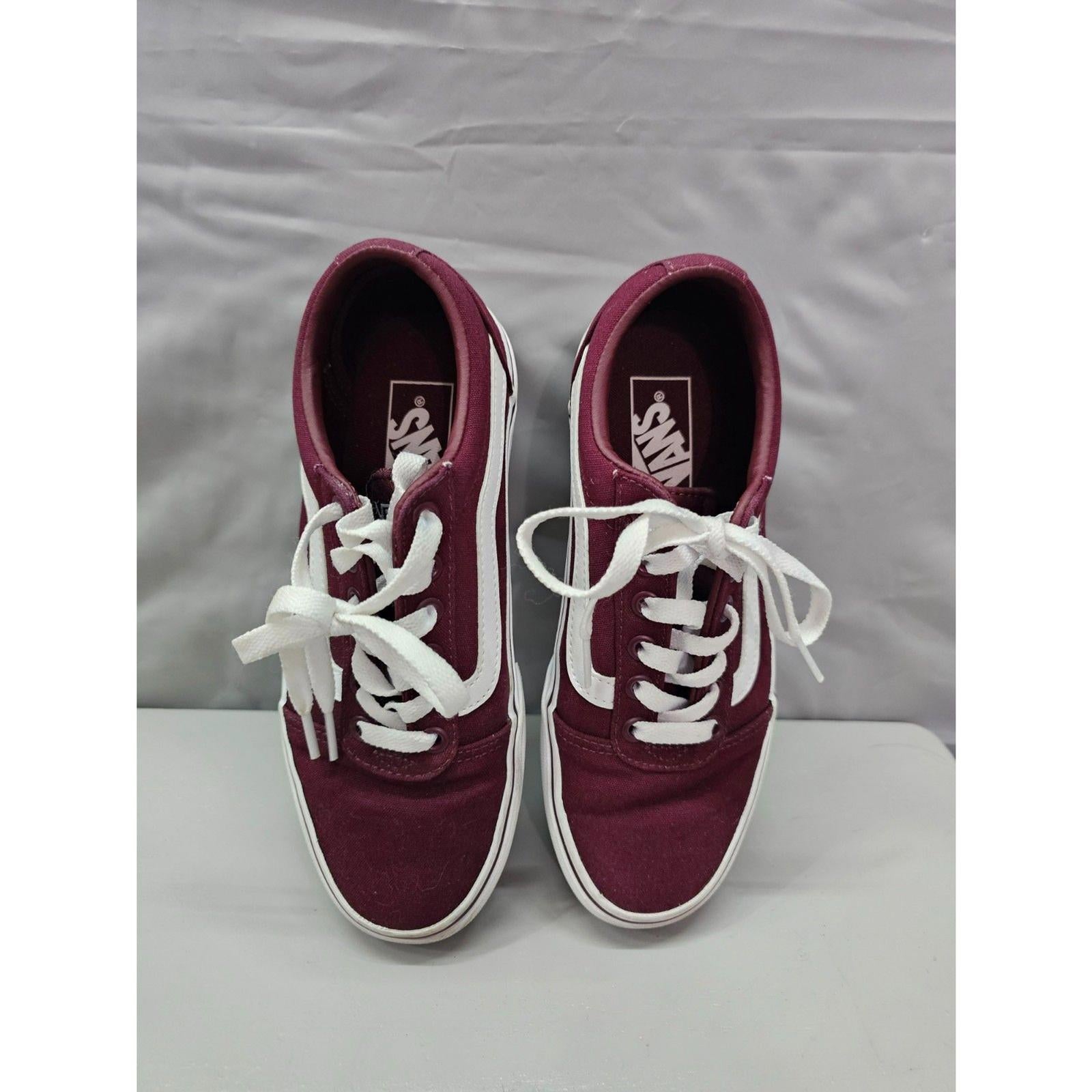 Vans Old Skool Burgundy Canvas Sneakers Women’s 6.5 White Stripe Classic Shoes