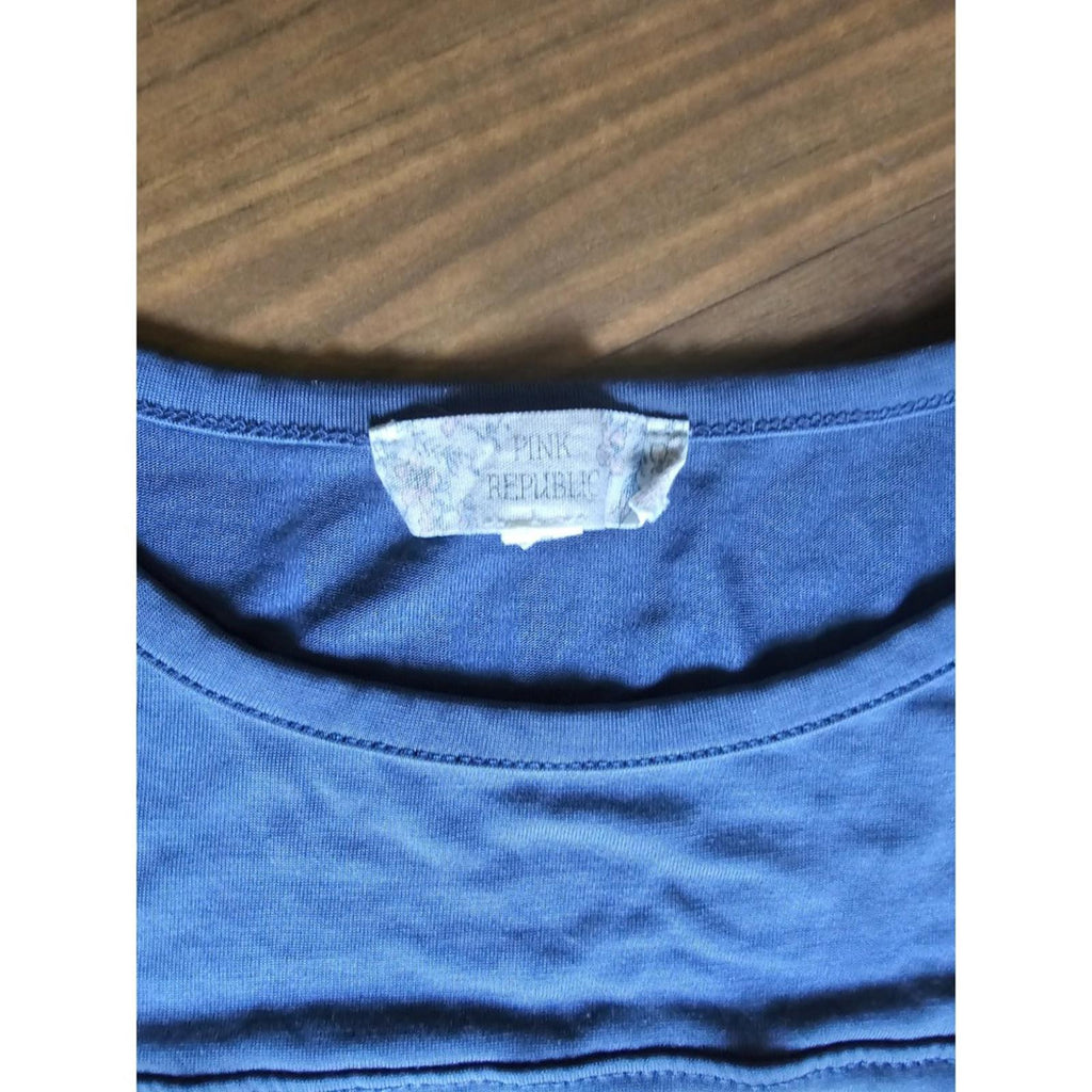 Pink Republic Blue T Shirt Dress Small Striped Sleeve Casual Tee Dress