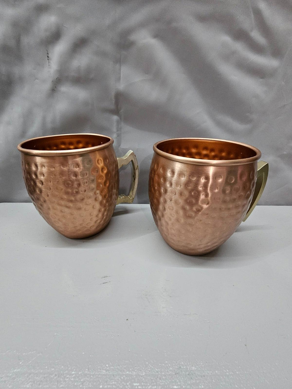 Set of 2 Arora Moscow Mule Mugs 16 oz Hammered Copper Finish with Brass Handles