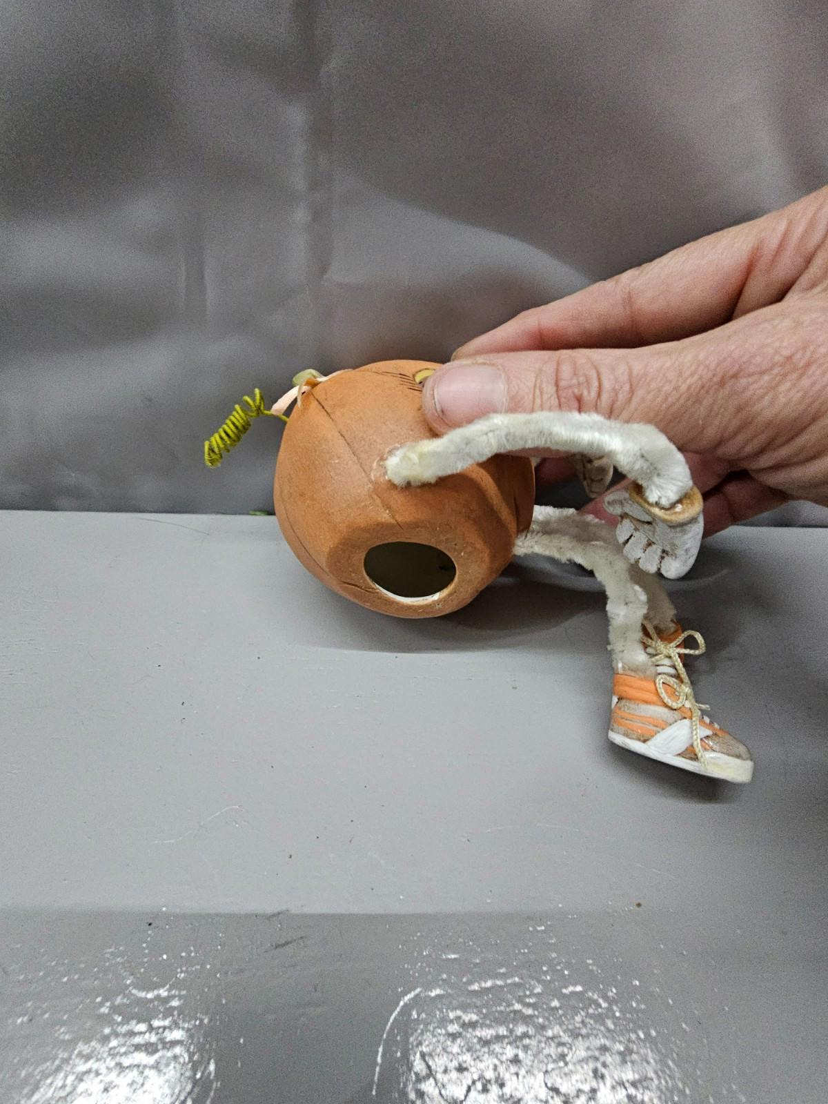 Pumpkin Head Doll Plush Legs Sneakers Whimsical Halloween Decor