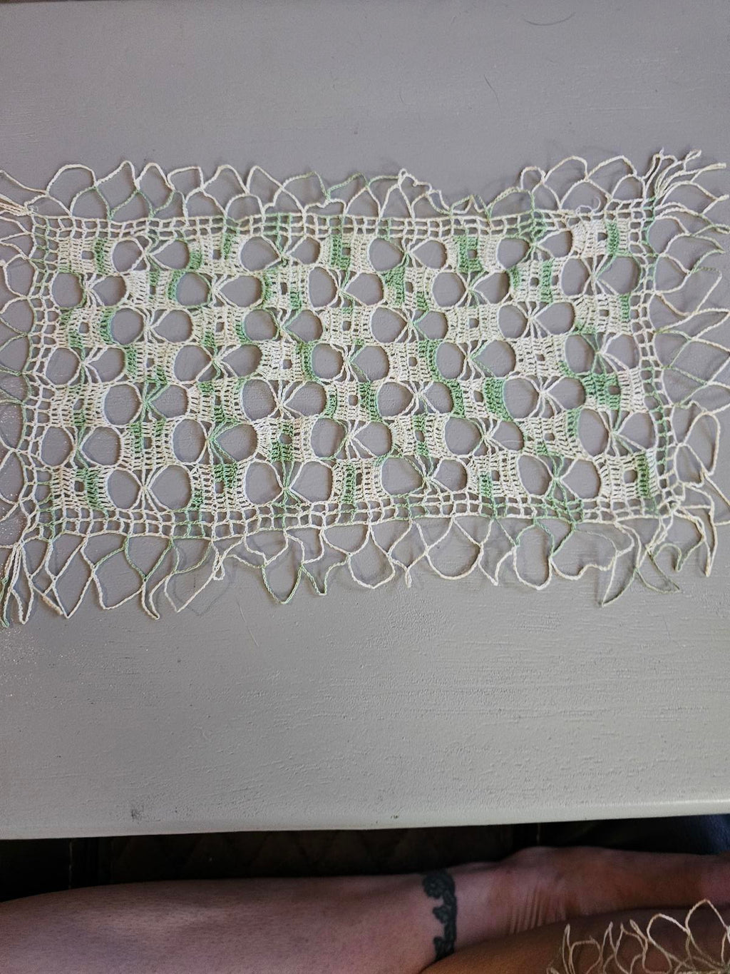 Green Crochet Table Runner