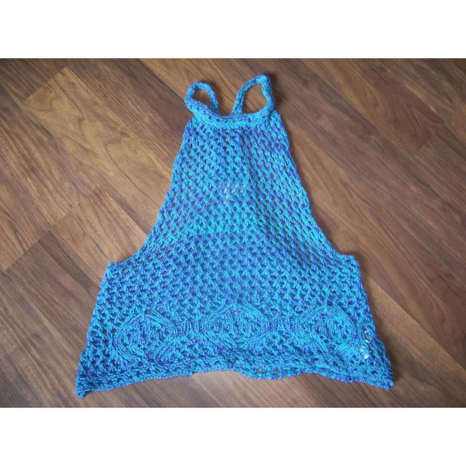 Staring at Stars Blue Purple Crochet Halter Top Boho M