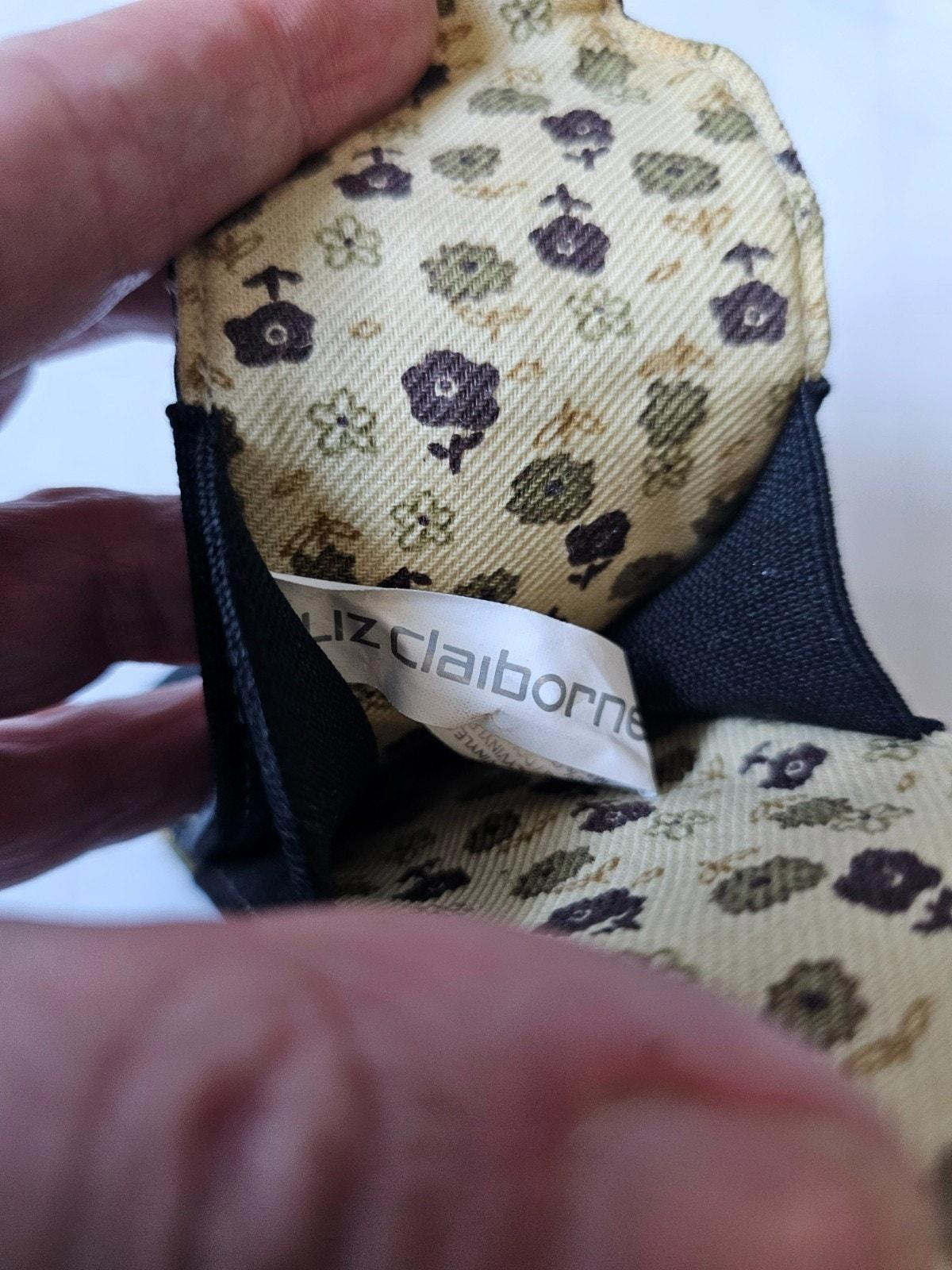 Liz Claiborne Black Faux Leather Glasses Case Floral Lining