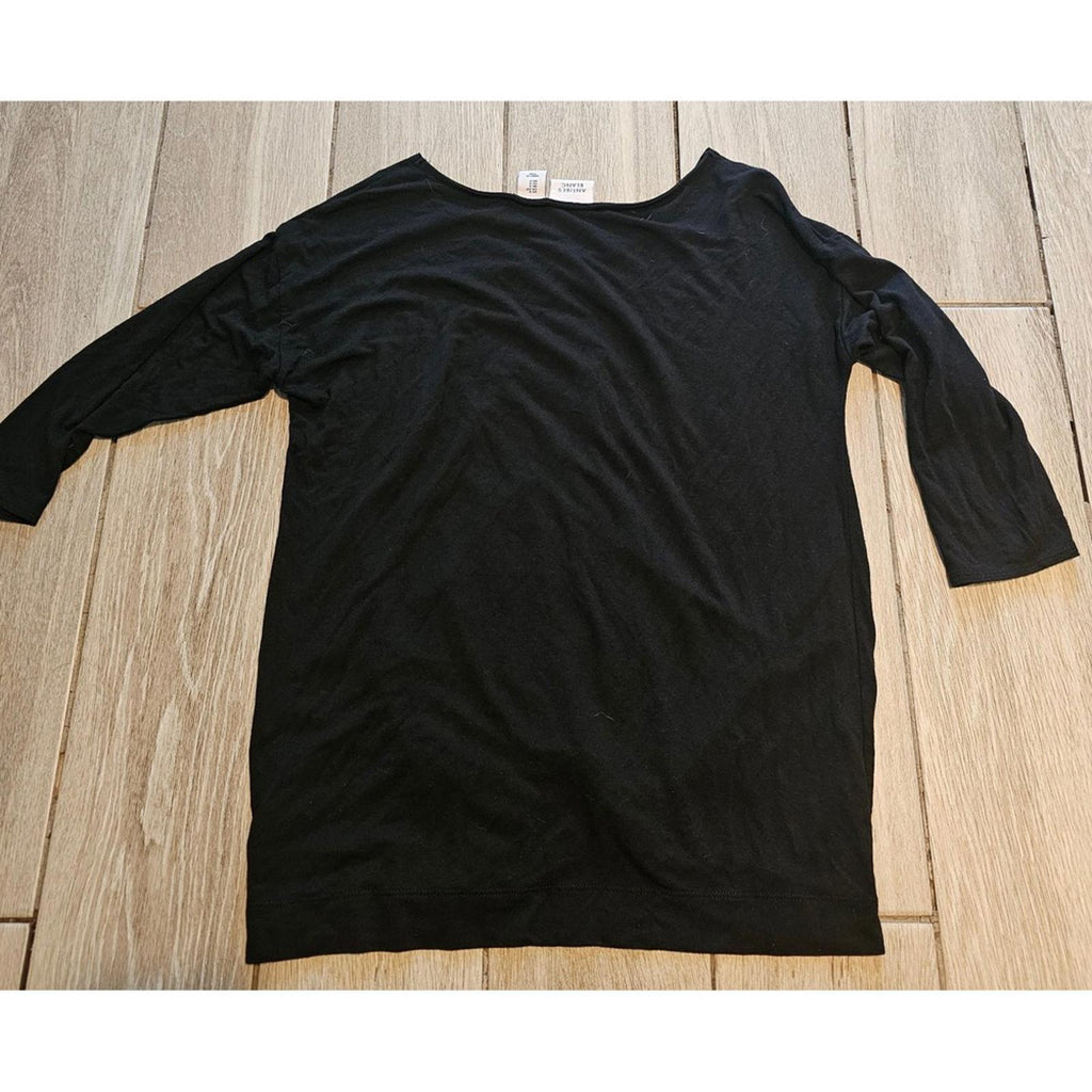 Antibes Blanc Black Twist Front 34 Sleeve Top Size Small