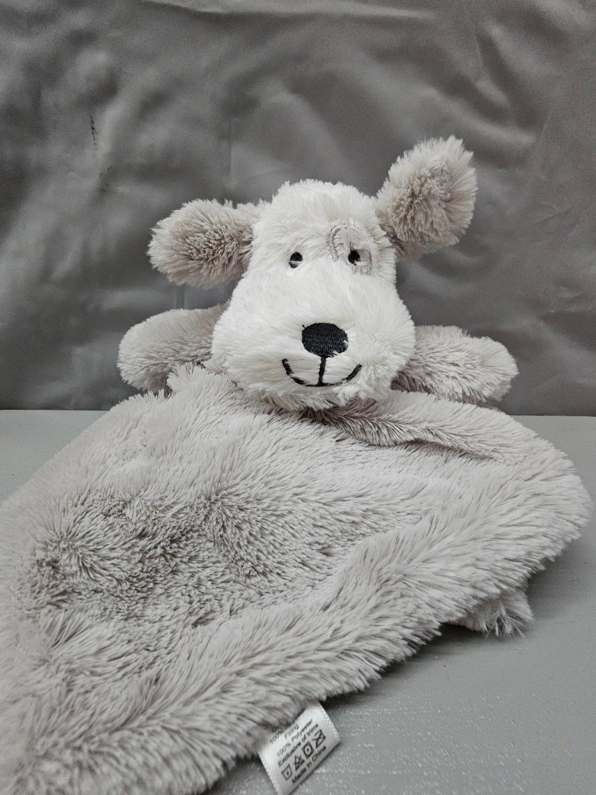 Plush Puppy Dog Rattle Lovey 14"x14" Cream Gray Security Blanket 2017 Kellytoy