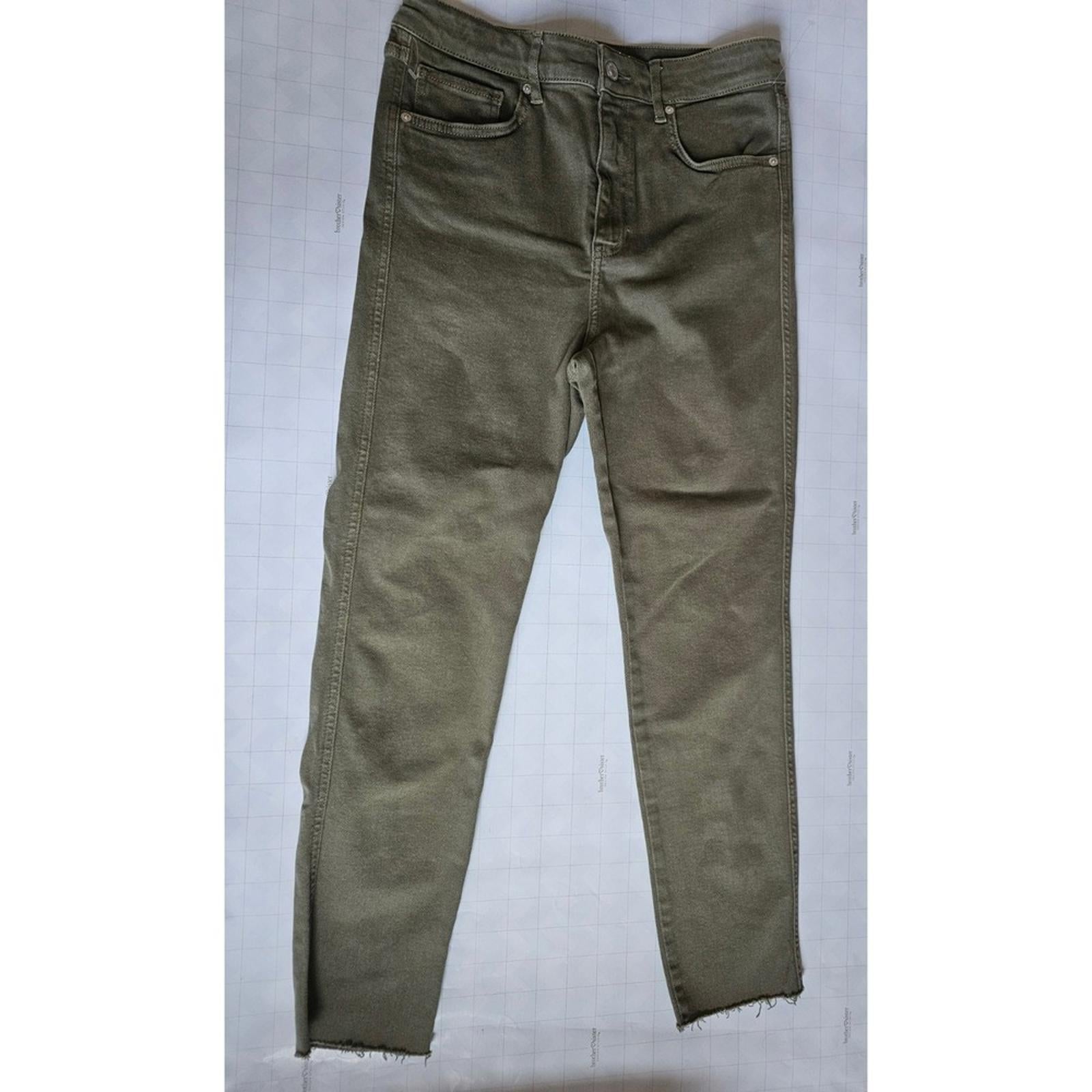We The Free Free People Olive Green Skinny Jeans 31 Raw Hem Stretch