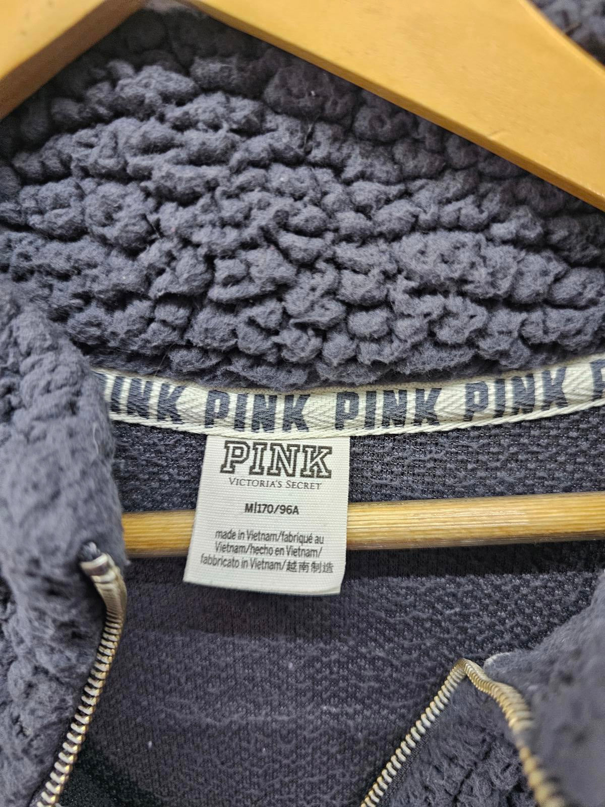 Victoria’s Secret PINK Gray Sherpa 1/4 Zip Pullover Sweatshirt Women’s Medium