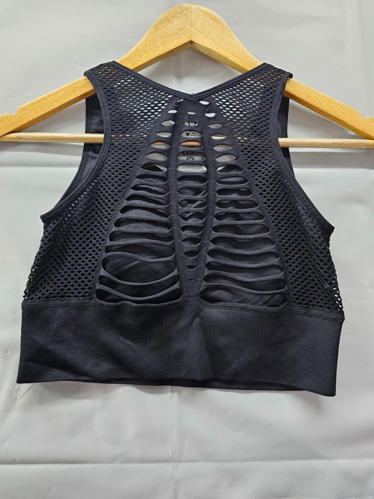 Mono B Women’s Black Mesh Cutout Sports Bra Size Medium