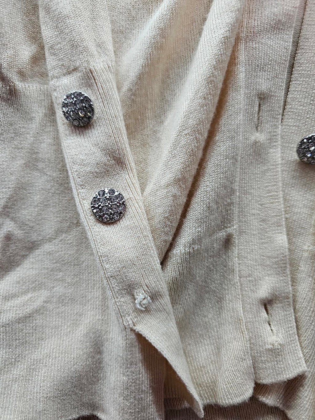 Zara Join Life Cream Cardigan Rhinestone Button Up Long Sleeve Sustainable XXL