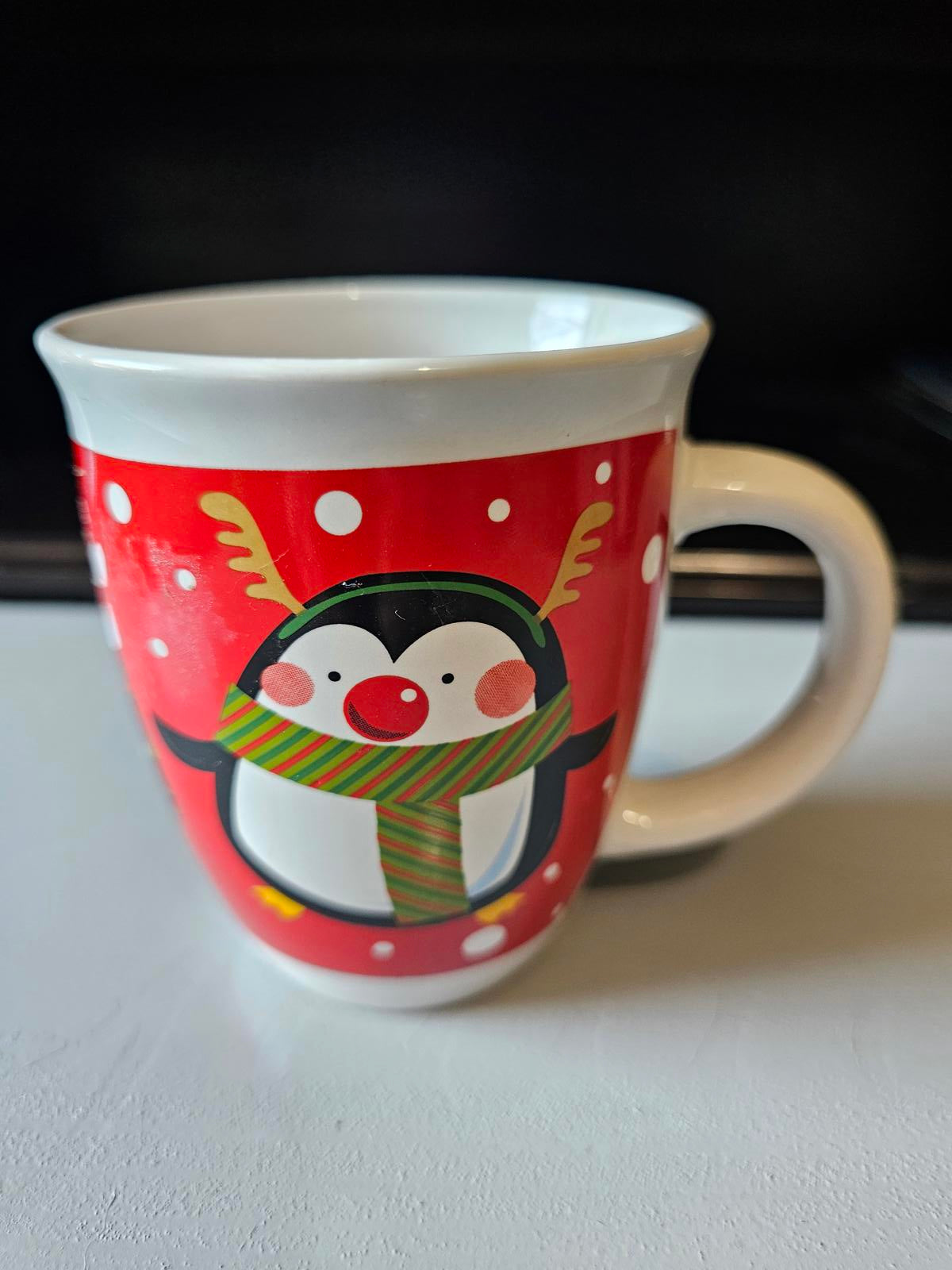 Royal Norfolk Christmas Penguin Mug – Red Holiday Coffee Cup – 12 oz