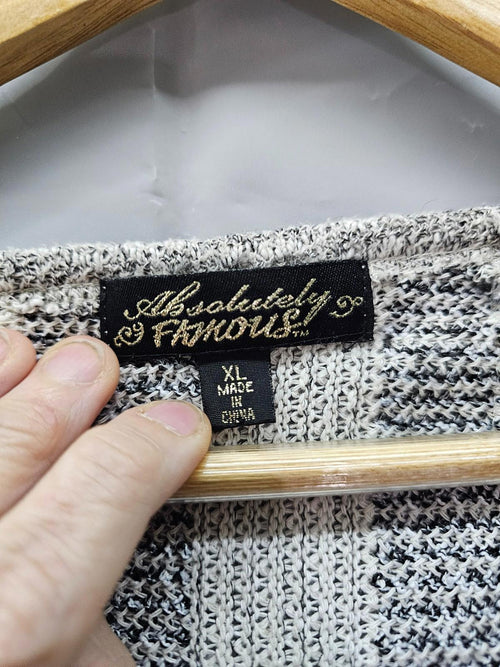 Absolutely Famous Gray Knit Sweater Women's XL Textured Lightweight Pullover