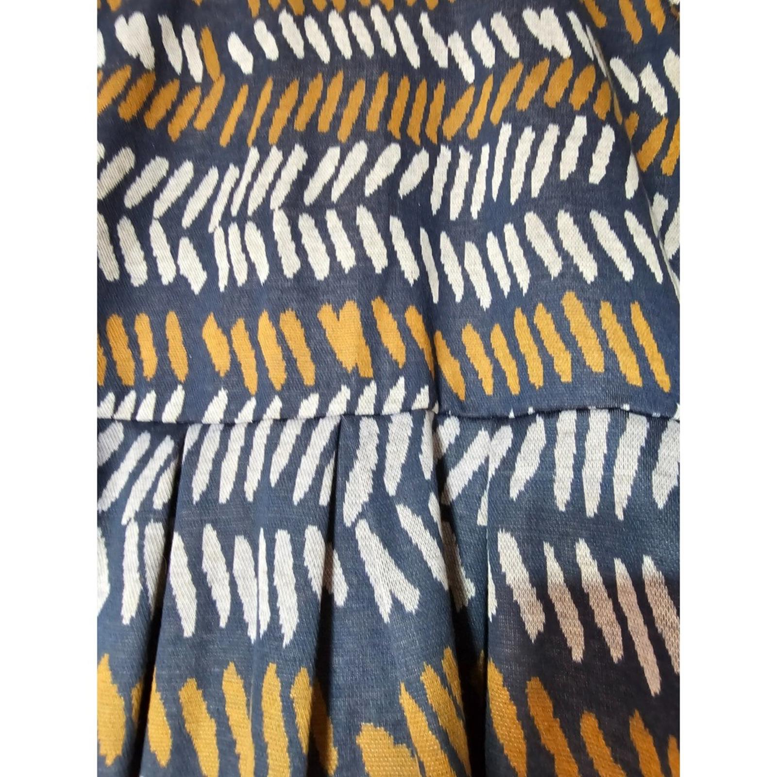 LuLaRoe Dress 2XL Navy Mustard White Geometric Print Exposed Zipper