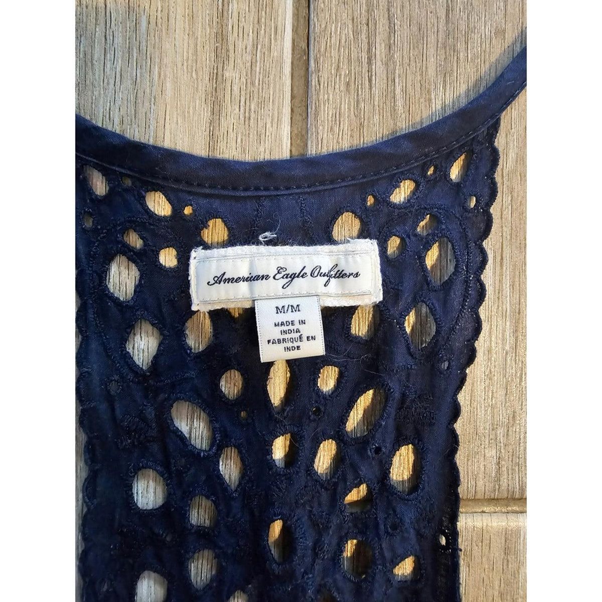 American Eagle Navy Crochet Racerback Sundress Women's M