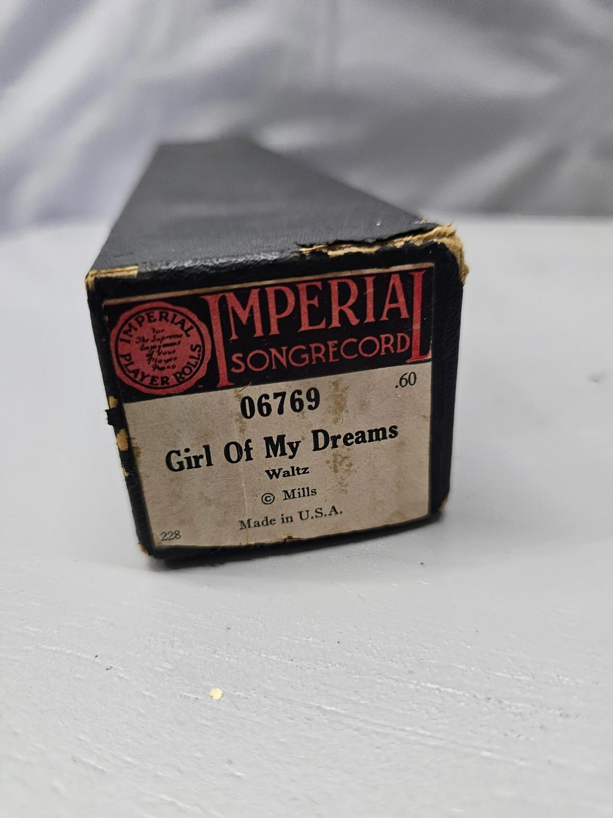 Vintage Imperial Song Record Piano Roll Girl of My Dreams Waltz by Mills
