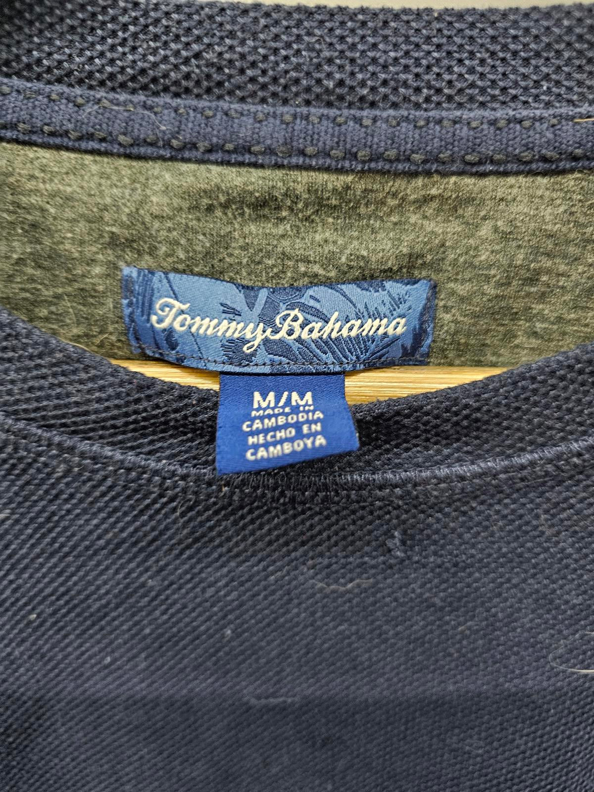 Tommy Bahama Navy Blue Long Sleeve Waffle Knit Pullover Crewneck Men’s Medium