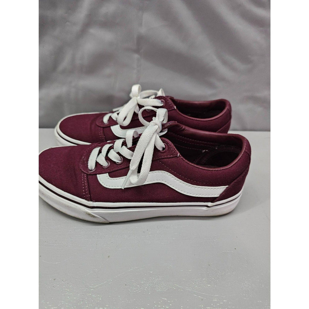 Vans Old Skool Burgundy Canvas Sneakers Women’s 6.5 White Stripe Classic Shoes