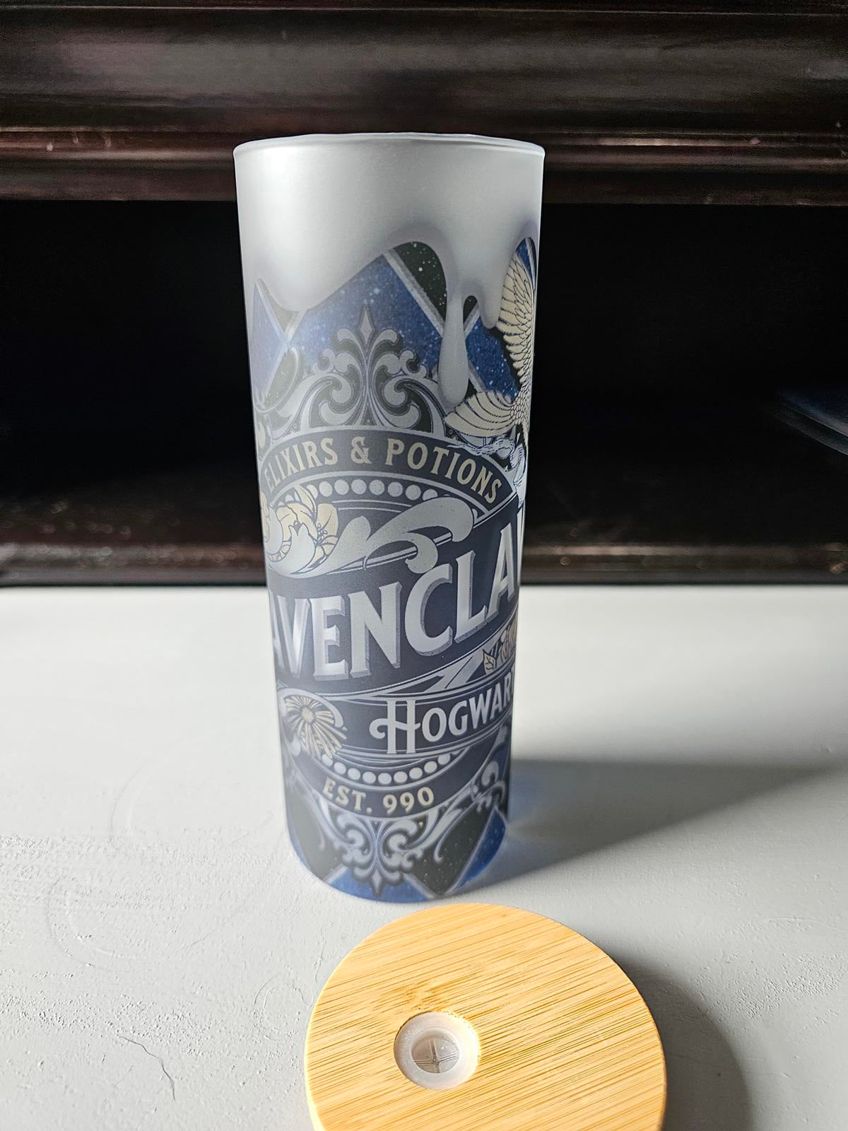 17oz Custom Ravenclaw Frosted Glass Tumbler – Hogwarts-Inspired, One of a Kind