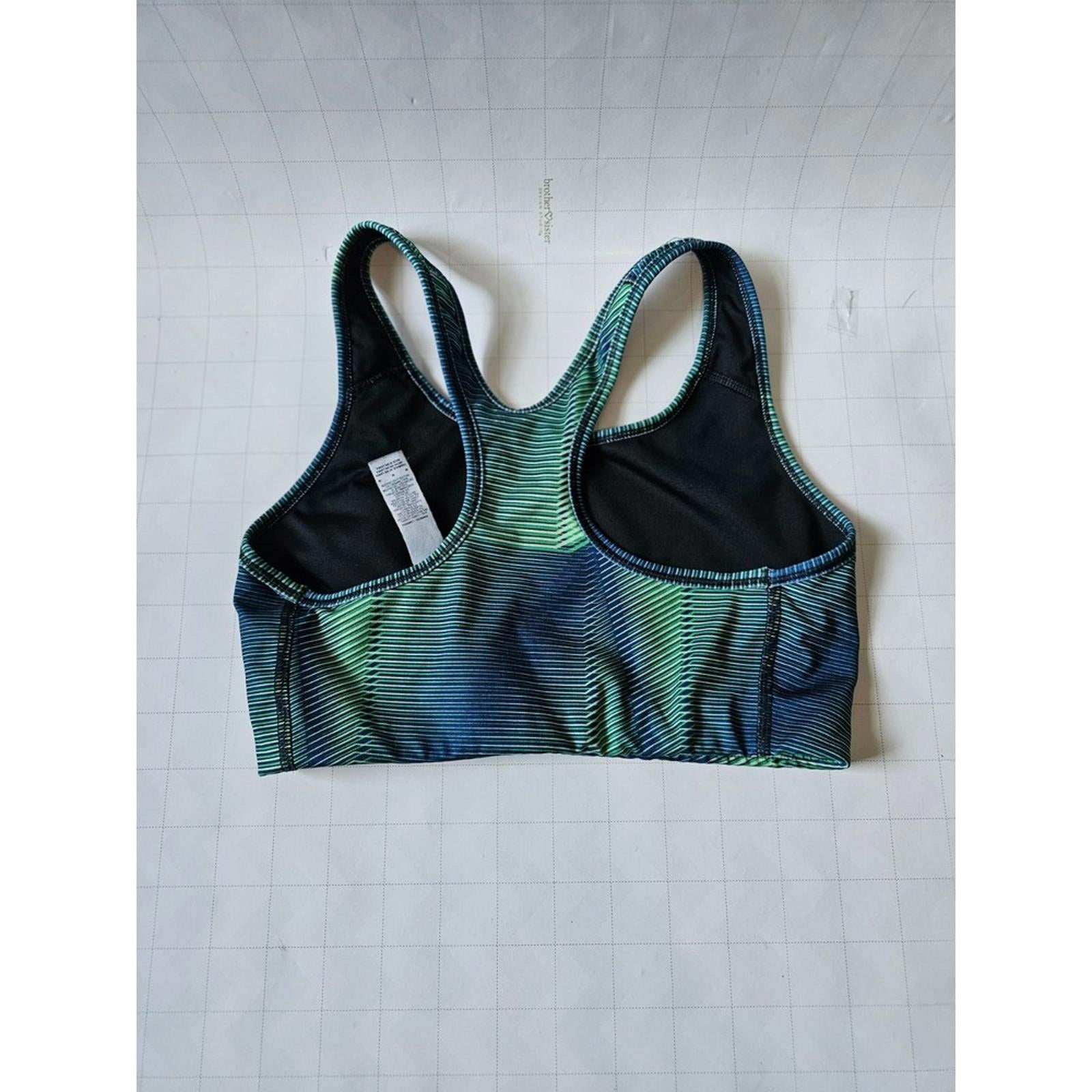 Nike Pro Classic Sports Bra Women's Medium Blue Green Stripe Dri-FIT 864989-324