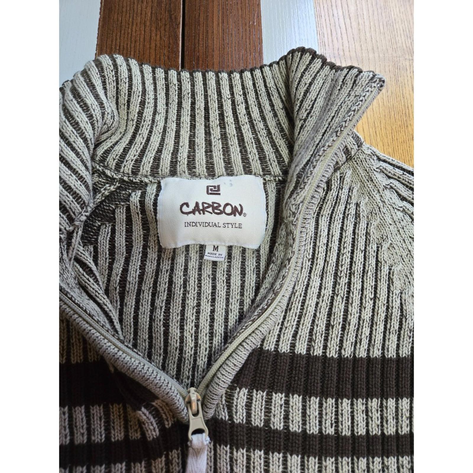Carbon Cozy Brown Ribbed Zip Sweater