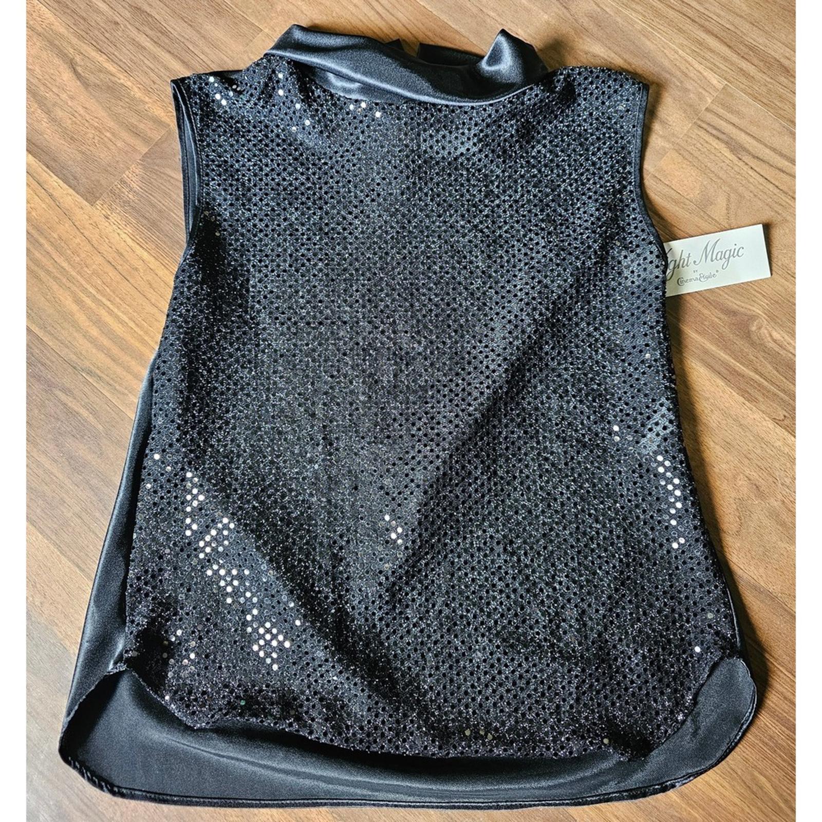 Night Magic by Gemma Crete Black Sequin Sleeveless Top M NWT