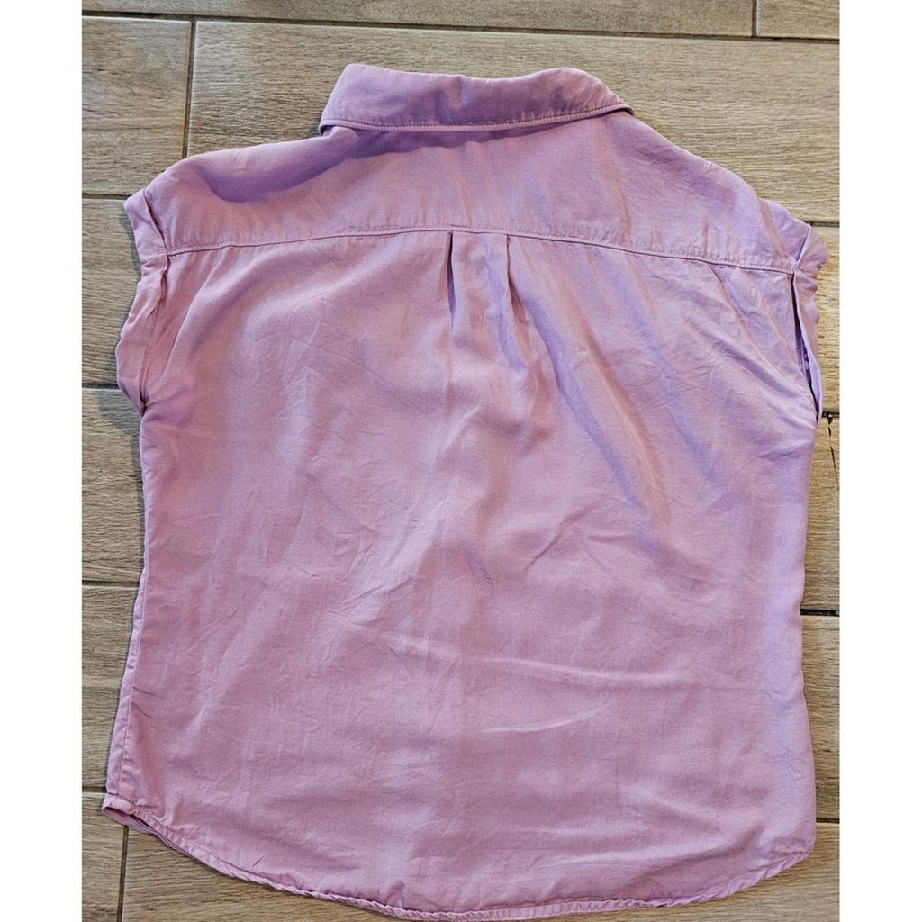 Love Tree Lavender Button Up Short Sleeve Blouse Women's S
