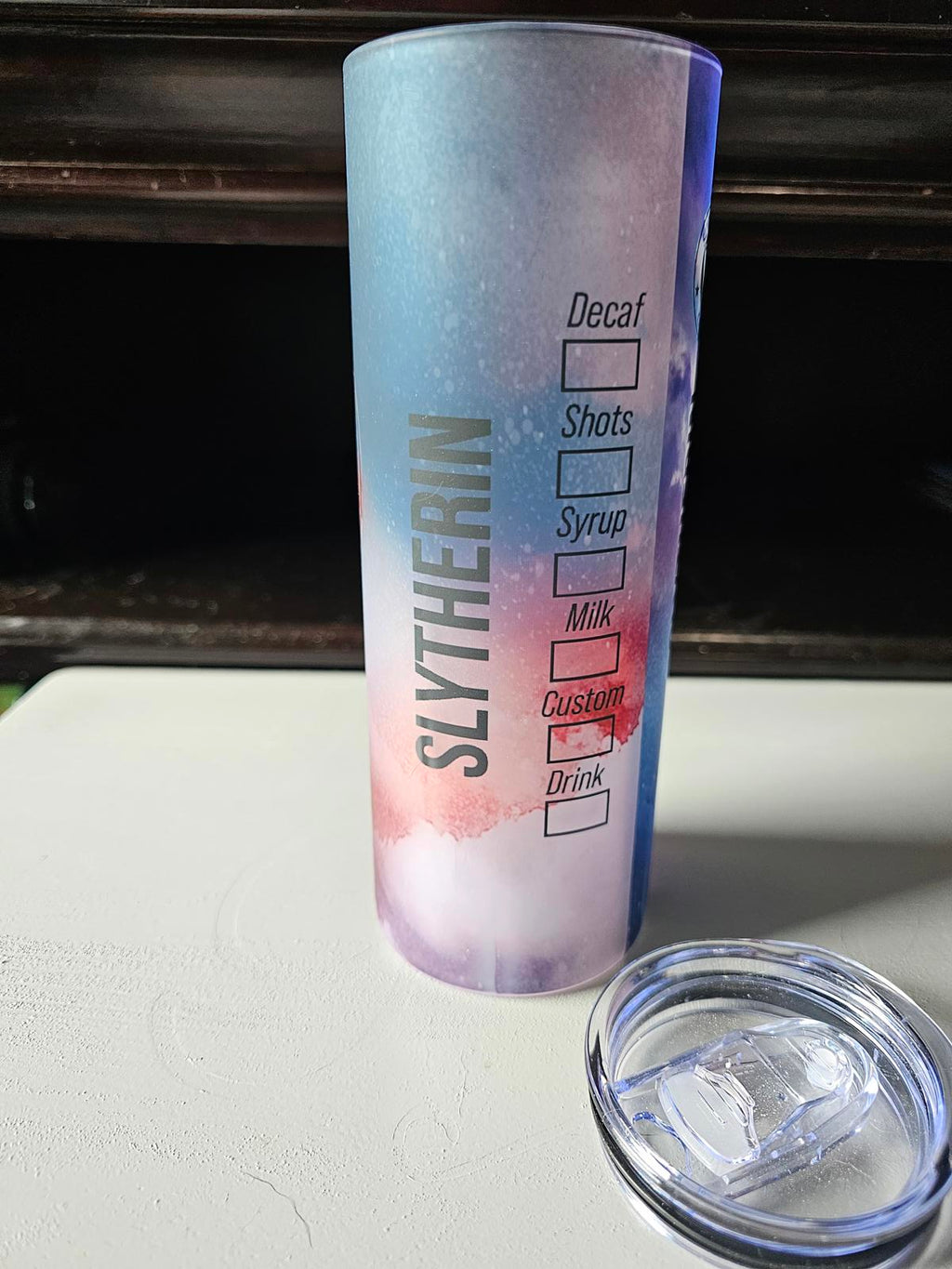 20oz Custom Slytherin Frosted Glass Tumbler – Hogwarts-Inspired, One of a Kind