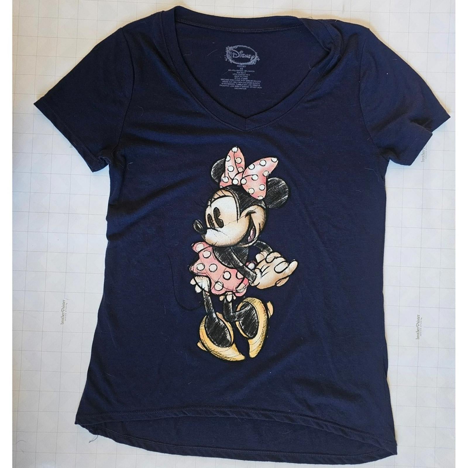 Disney Womens Minnie Mouse Graphic Tee Navy Blue XS NWT