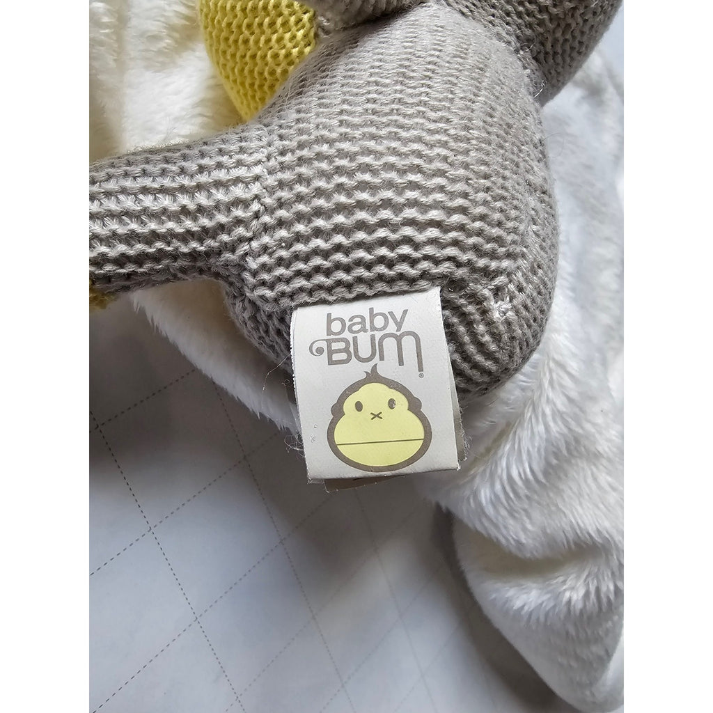 Baby Bum Sun Bum Knit Monkey Lovey Plush Security Blanket Yellow Gray White