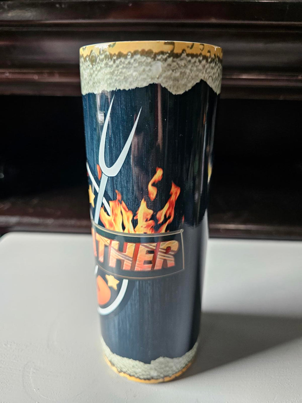 Custom 20oz Grillfather Tumbler – BBQ Pitmaster Beer Foam Design, New
