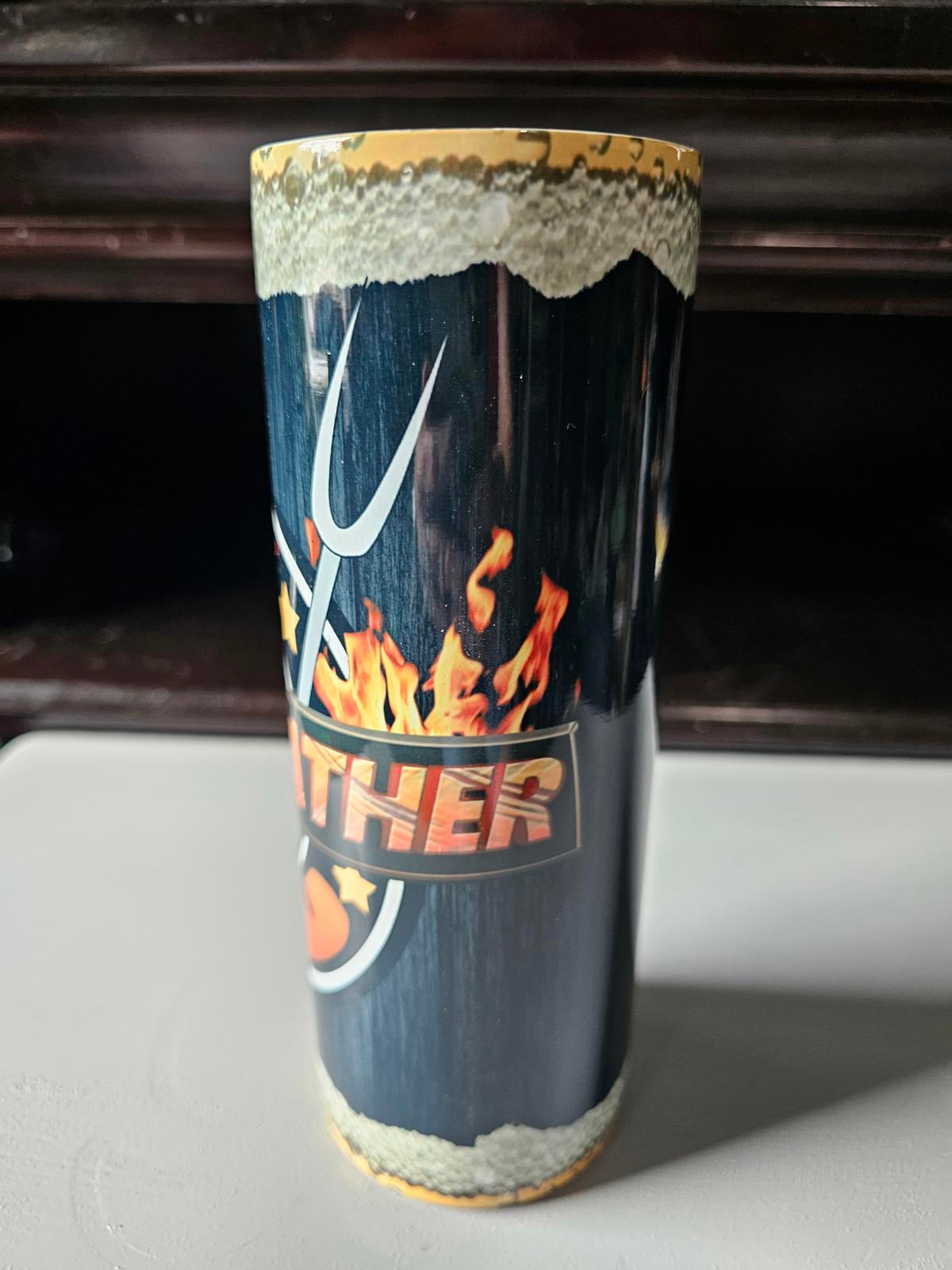 Custom 20oz Grillfather Tumbler – BBQ Pitmaster Beer Foam Design, New