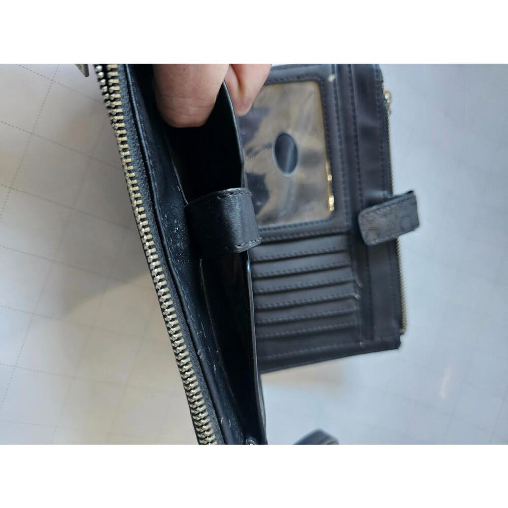 GUESS Classic Black Logo-Embossed Wallet Wristlet