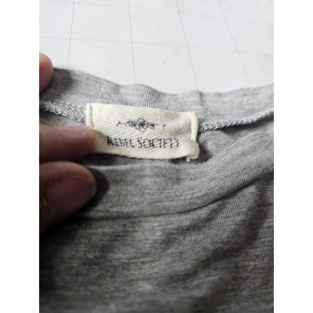 Rebel Society Gray T Shirt Large Casual Short Sleeve Crew Neck