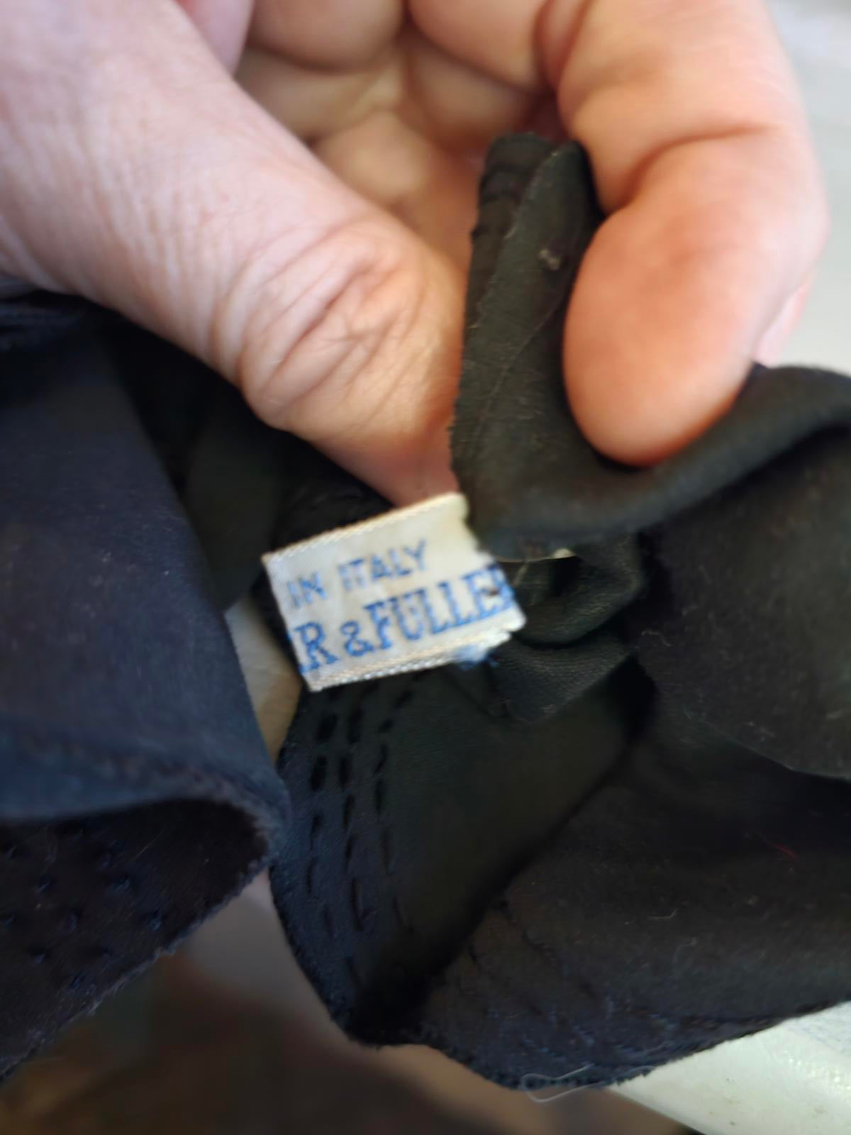 Vintage R & Fuller Black Cotton Dress Gloves Made in Italy Size 7