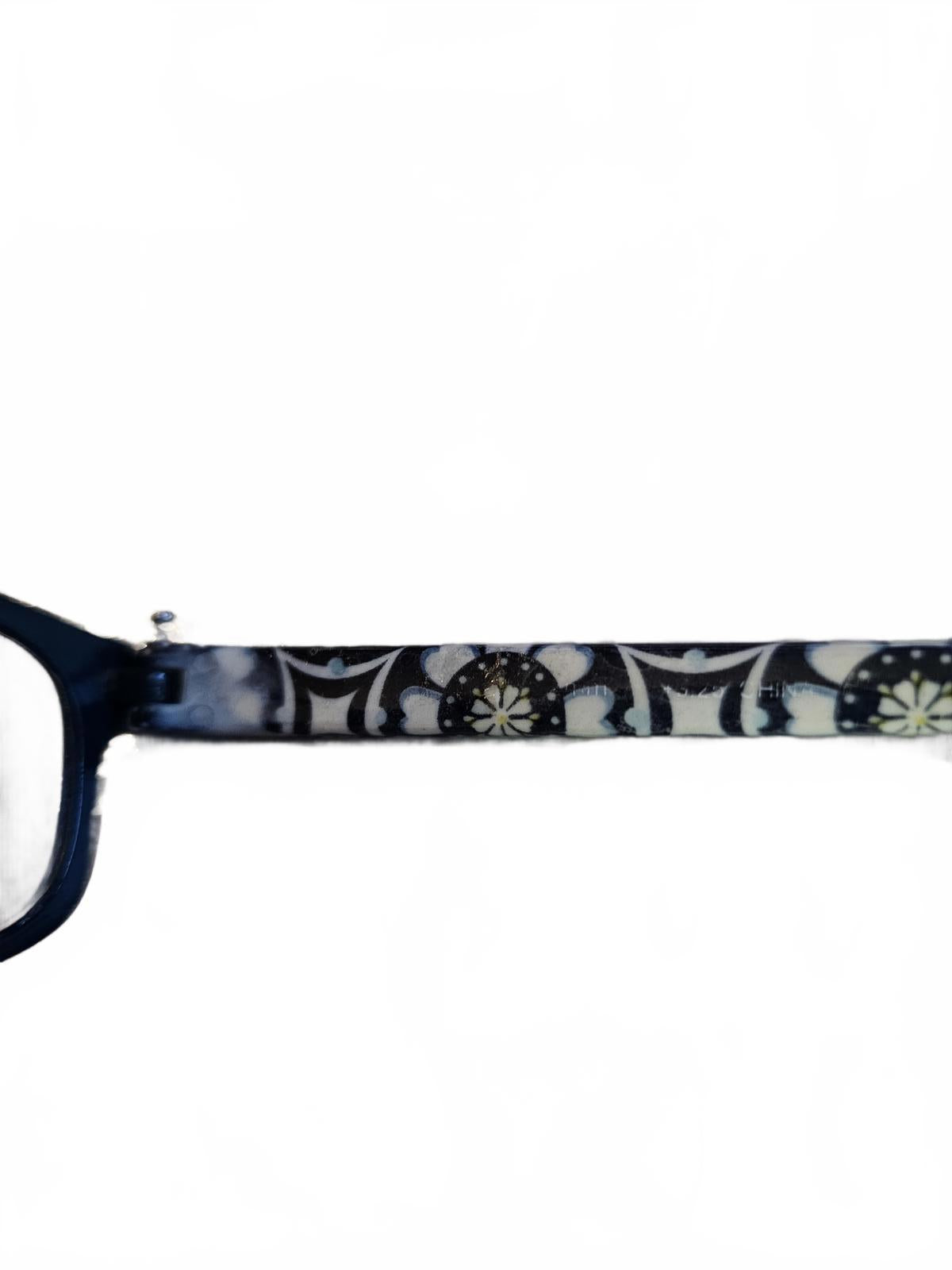 Blue Floral Reading Glasses Patterned Frame Lightweight Retro Style