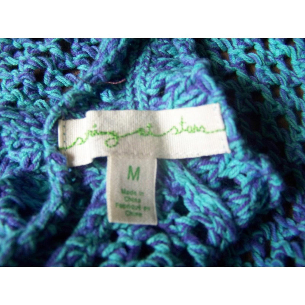 Staring at Stars Blue Purple Crochet Halter Top Boho M