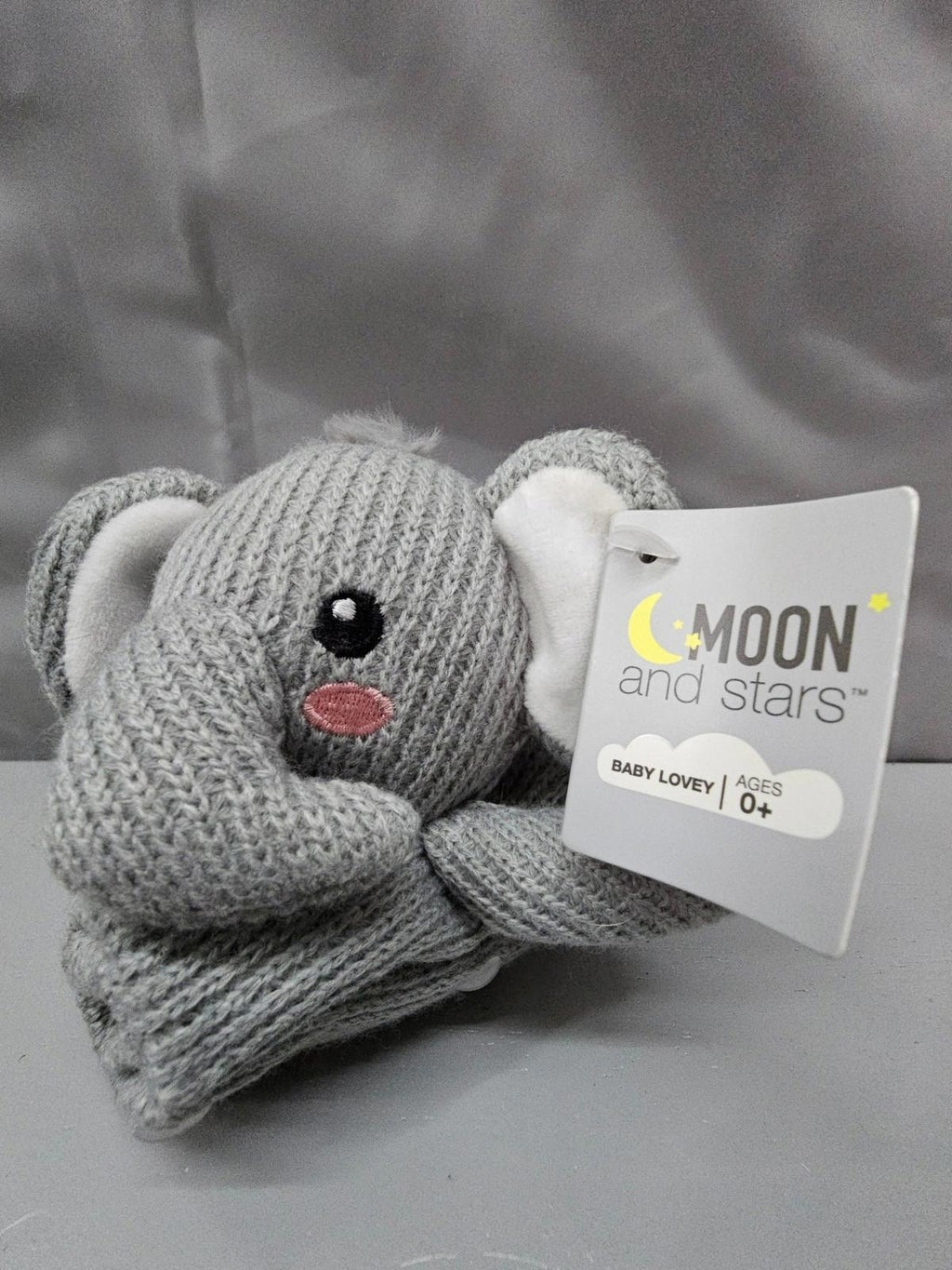 Moon and Stars Knit Elephant Baby Lovey Security Blanket NWT